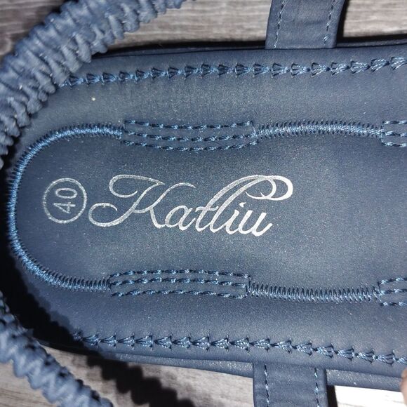 Katliu Navy Beaded Sandals Soft Comfort Arch Support  SZ 8.5 - Picture 7 of 7